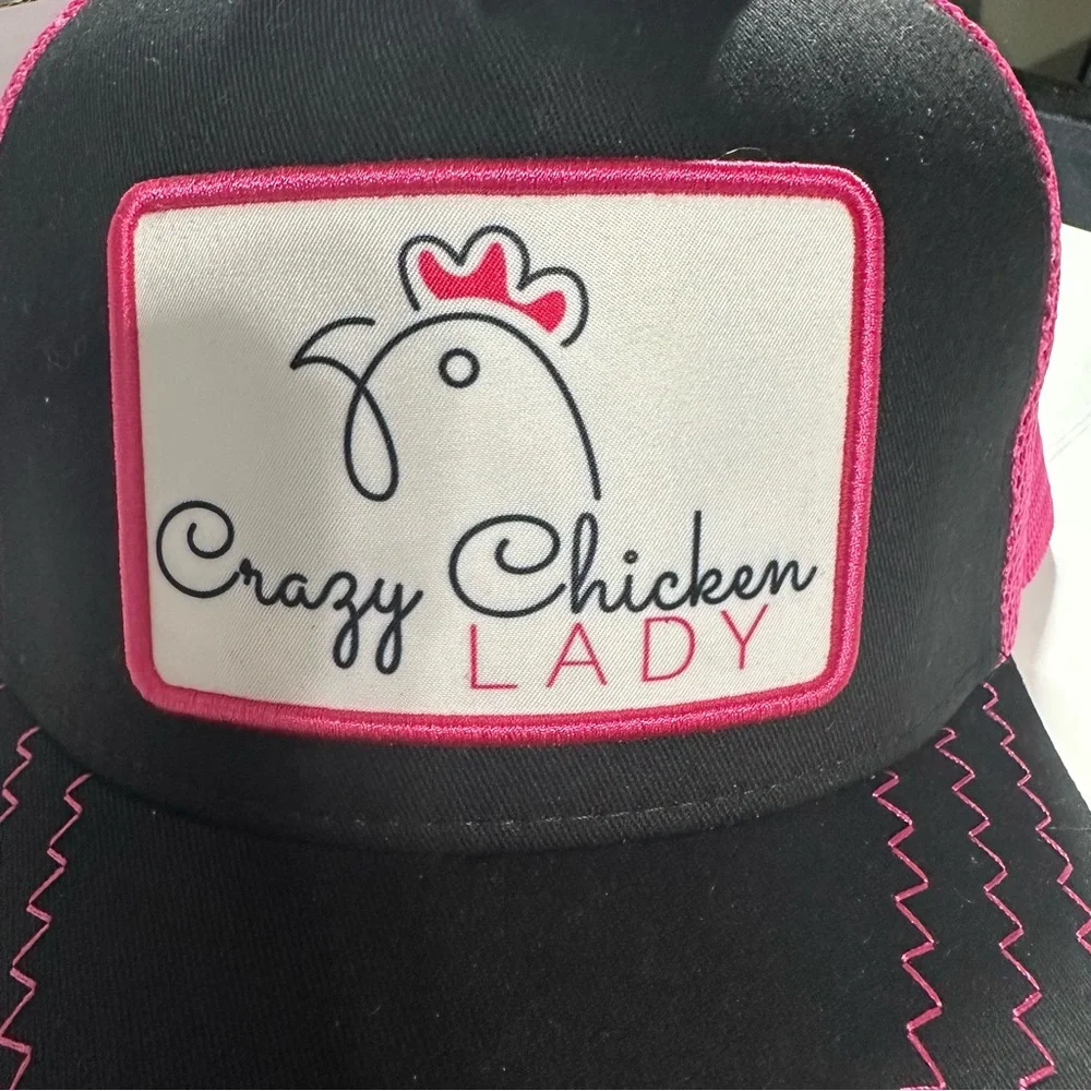 Crazy Chicken Lady Ponytail Pink Adjustable Fun Trucker Style Hat/NWT - Picture 5 of 13